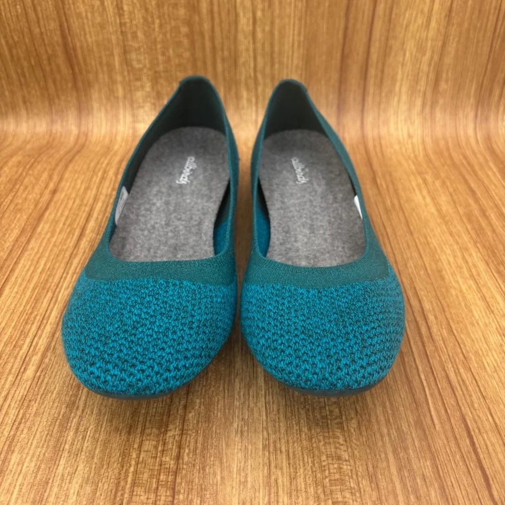 Allbirds Tree Breezers Flat Womens 11 Teal Marine Blue Knit Ballet Shoes